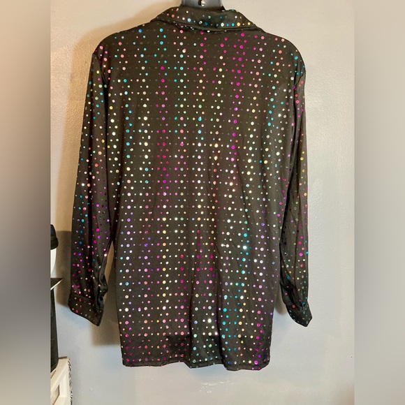 Dreamguy mens black rainbow sequin button up shirt - Picture 6 of 6